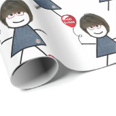 Stick Girl met Red Birthday ballon Cadeaupapier (Rol Hoek)