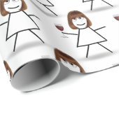 Stick Girl met rode wijn Cadeaupapier (Rol Hoek)