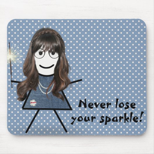 Stick Girl met Sparkler op Polka Dots Muismat (Voorkant)