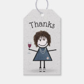 Stick Girl met wijn Dank je Cadeaulabel (Voorkant)