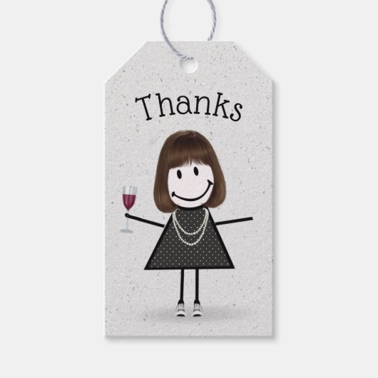 Stick Girl met wijn en Sneakers Cadeaulabel (Voorkant)
