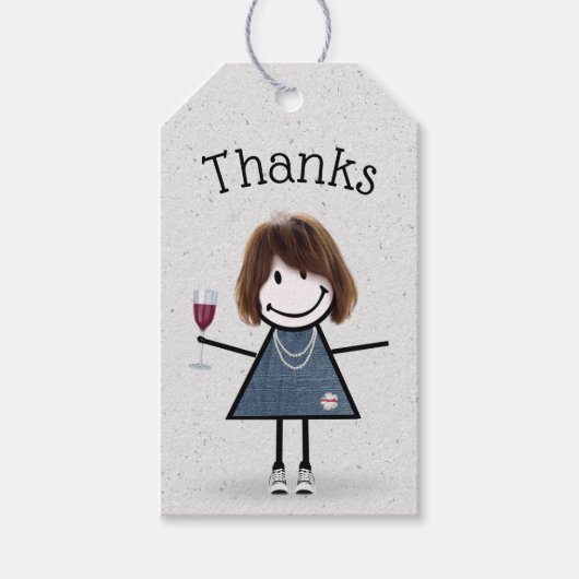 Stick Girl met wijn en Sneakers Cadeaulabel (Voorkant)