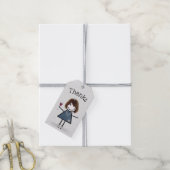 Stick Girl met wijn en Sneakers Cadeaulabel (Met Touw)