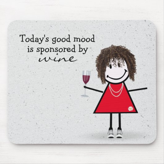 Stick Girl met wijn en Sneakers Muismat (Voorkant)