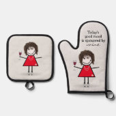 Stick Girl met wijn en Sneakers Ovenwant & Pannenlap Set (Voorkant)