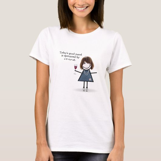 Stick Girl met wijn en Sneakers T-shirt (Voorkant)