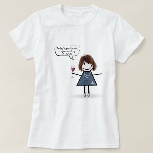 Stick Girl met wijn en Sneakers T-shirt (Design voorkant)