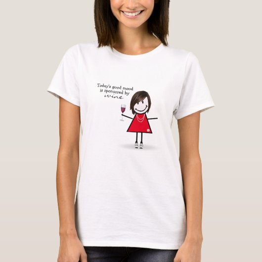 Stick Girl met wijn en Sneakers T-shirt (Voorkant)
