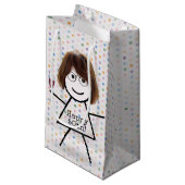 Stick Girl met wijn voor 50e verjaardag Klein Cadeauzakje (Voorkant Gekanteld)