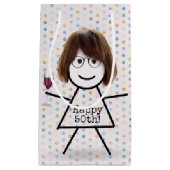 Stick Girl met wijn voor 50e verjaardag Klein Cadeauzakje (Voorkant)