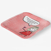 Stick Girl met wijnglas op gingham Papieren Bordje (Gebogen)