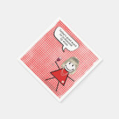 Stick Girl met wijnglas op gingham Servet (Hoek)