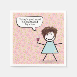 Stick Girl met wijnglas Servet