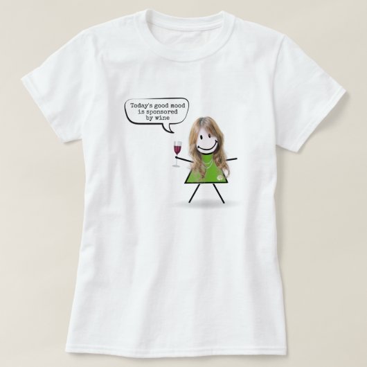 Stick Girl met Wine en Fun Quote T-shirt (Design voorkant)