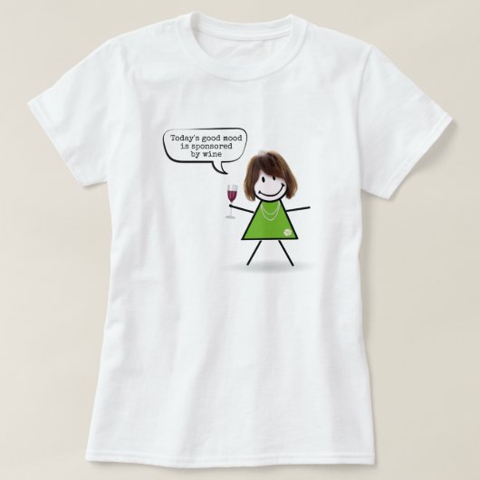 Stick Girl met Wine en Fun Quote T-shirt (Design voorkant)