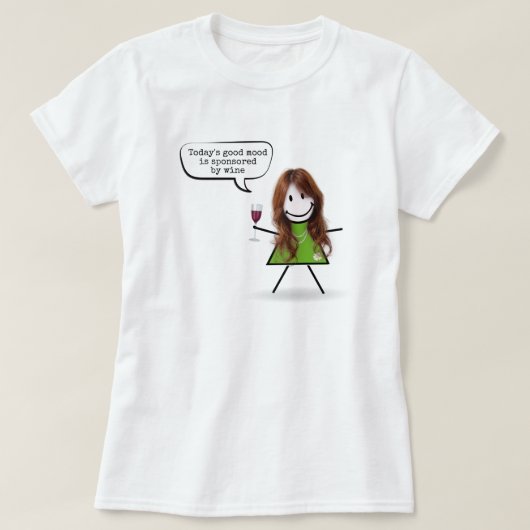 Stick Girl met Wine en Fun Quote T-shirt (Design voorkant)
