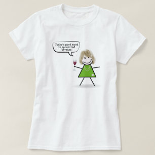 Stick Girl met Wine en Fun Quote T-shirt