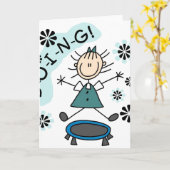Stick Girl op trampoline Kaart (Gele Bloem)