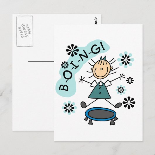 Stick Girl op Trampoline T-shirts en cadeautjes Briefkaart (Voorkant / Achterkant)