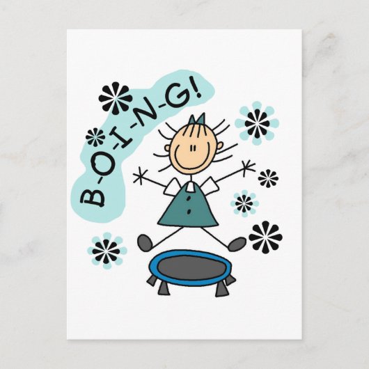 Stick Girl op Trampoline T-shirts en cadeautjes Briefkaart (Voorkant)