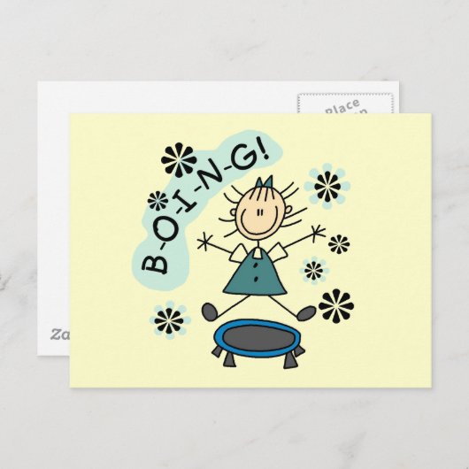Stick Girl op Trampoline T-shirts en cadeautjes Briefkaart (Voorkant / Achterkant)