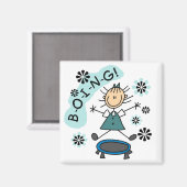 Stick Girl op Trampoline T-shirts en cadeautjes Magneet (Voorkant / Achterkant)