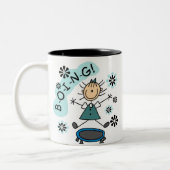 Stick Girl op trampoline Tweekleurige Koffiemok (Links)