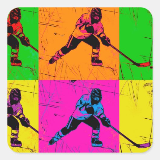 Stick Handling Hockey Player Vierkante Sticker (Voorkant)
