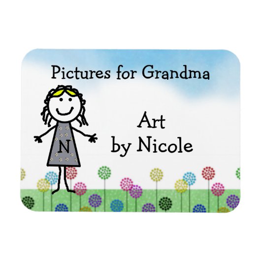 Stick Kind Meisje's Gepersonaliseerde Koelkast Art Magneet (Horizontaal)