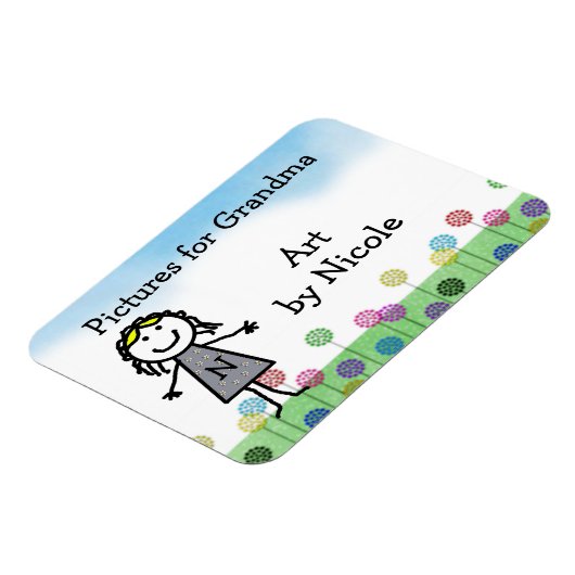 Stick Kind Meisje's Gepersonaliseerde Koelkast Art Magneet (Linkerzijde)