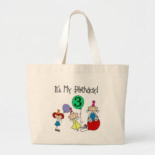 Stick Kinder Party 3e Verjaardag Tshirts en gesche Grote Tote Bag