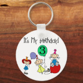 Stick Kinder Party 3e Verjaardag Tshirts en gesche Sleutelhanger (Voorkant)