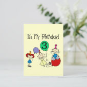 Stick Kinder Party 3e Verjaardag Tshirts en gesche Uitnodiging Briefkaart (Staand voorkant)