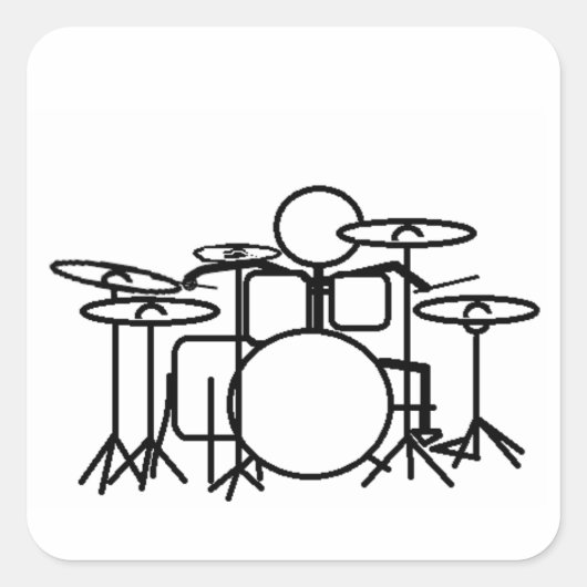 Stick man Drummer Vierkante Sticker (Voorkant)