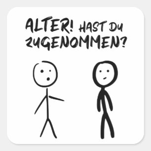 Stick Man Figuur Naughty Minimalsim Cartoon Joke Vierkante Sticker