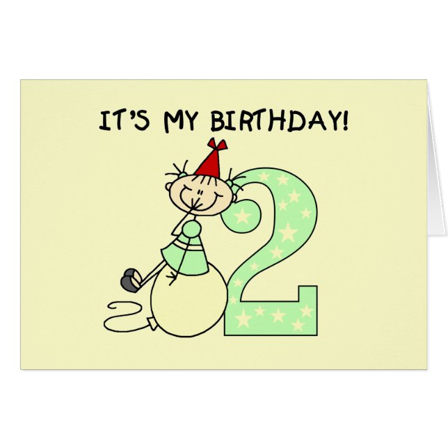 Stick Meisje 2e Verjaardag Tshirts en geschenken (Voorkant Horizontaal)