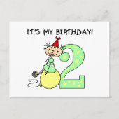 Stick Meisje 2e Verjaardag Tshirts en geschenken Briefkaart (Voorkant)