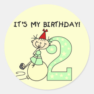 Stick Meisje 2e Verjaardag Tshirts en geschenken Ronde Sticker