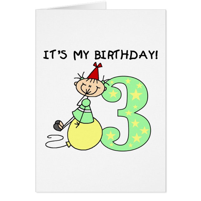 Stick Meisje 3e Verjaardag Tshirts en geschenken (Voorkant)