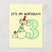 Stick Meisje 3e Verjaardag Tshirts en geschenken Briefkaart (Voorkant)