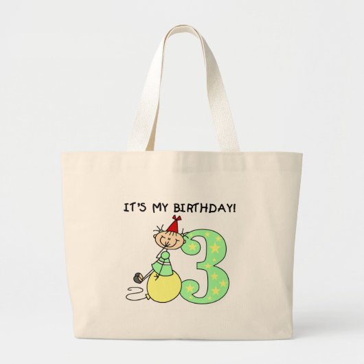 Stick Meisje 3e Verjaardag Tshirts en geschenken Grote Tote Bag (Voorkant)