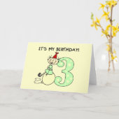 Stick Meisje 3e Verjaardag Tshirts en geschenken Kaart (Gele Bloem)