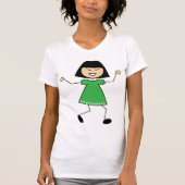 Stick Meisje In Groene Jurk Vrouwen T-shirt (Voorkant)