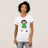 Stick Meisje In Groene Jurk Vrouwen T-shirt (Voorkant volledig)