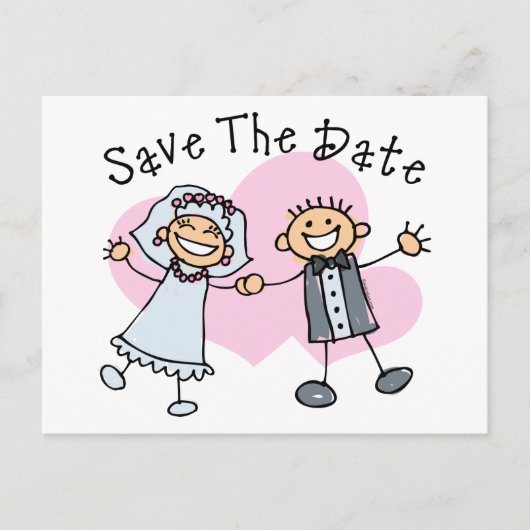 Stick mensen bewaren de datum aankondigingskaart (Voorkant)