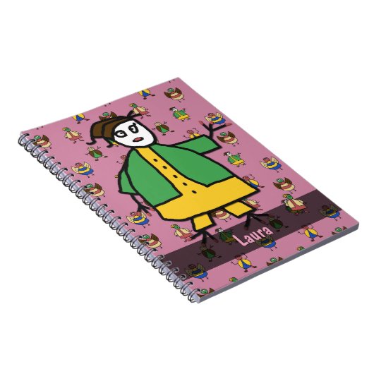 Stick Mensen Kinderen Patroon Meisje Alle Naam Notitieboek (Rechterzijde)