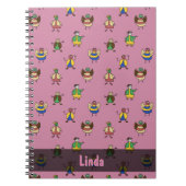 Stick Mensen Kinderen Patroon Meisje Alle Naam Notitieboek (Voorkant)
