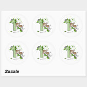 Stick Monkey Swing 1st verjaardag Ronde Sticker (Vel)