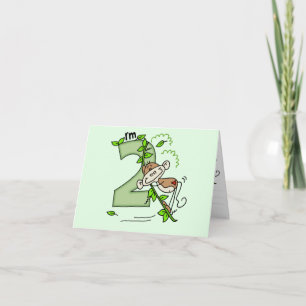 Stick Monkey Swing 2e verjaardag Fill-in Uitnodigi Bedankkaart