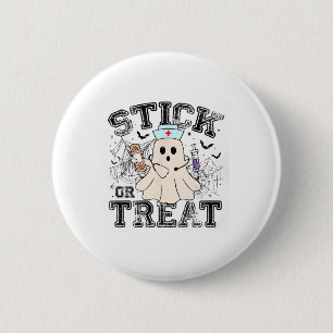 Stick of Treat Halloween Ghost Nurse Halloween PHL Ronde Button 5,7 Cm